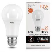 Лампа светодиодная Elementary 10Вт A60 грушевидная 3000К тепл. бел. E27 880лм GAUSS 23210